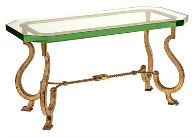 Lot 340 - Maison Ramsay Style Gilt Iron and Glass Low...