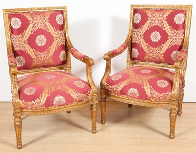 Lot 375 - Louis XVI Style Giltwood Salon Suite...