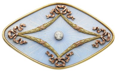 Lot 177 - Fabergé Jeweled Two-Color Gold and Guilloché...