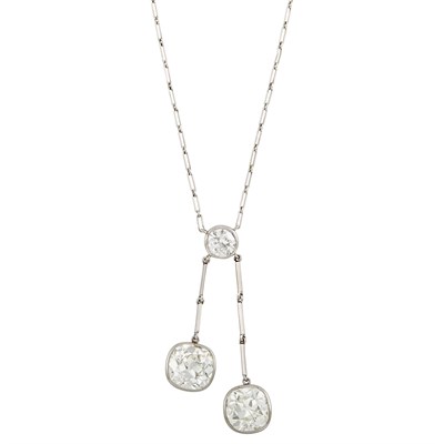 Lot 455 - Platinum and Diamond Lavaliere