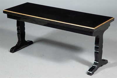 Lot 234 - Black Lacquered Red Leather Inset Foldover Low...