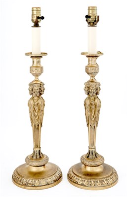 Lot 165 - Pair of Louis XVI Style Brass Table Lamps...