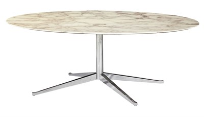 Lot 377 - Florence Kroll Chromed Steel and Marble Table...