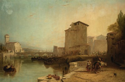 Lot 40 - Edoardo Gioja Italian, 1862-1936 A Town beside...