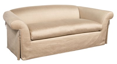 Lot 132 - Silk-Upholstered Single-Cushion Sofa Height 33...