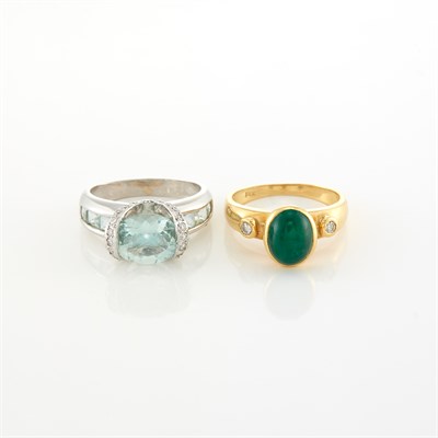 Lot 1986 - Two Gold, Gem-Set and Diamond Rings