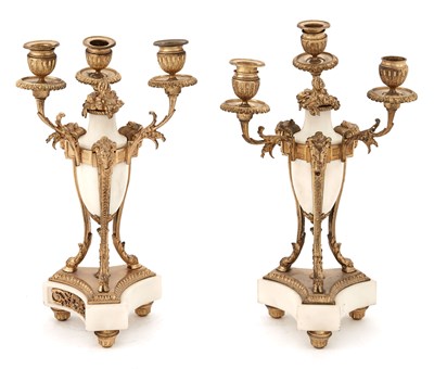 Lot 291 - Pair of Louis XVI Style Gilt-Bronze and White...