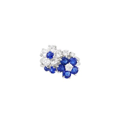 Lot 218 - Platinum, Diamond and Sapphire Floret Ring, Cartier