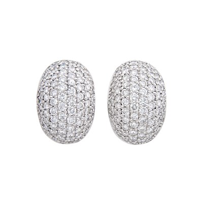 Lot 508 - Pair of Platinum and Diamond Bombé Earclips