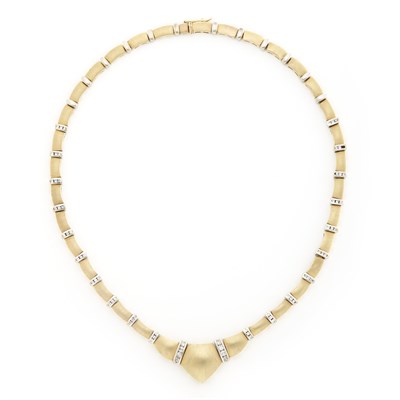 Lot 1838 - Two-Color Gold and Diamond Necklace