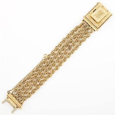 Lot 1740 - Four Strand Gold Bracelet-Watch