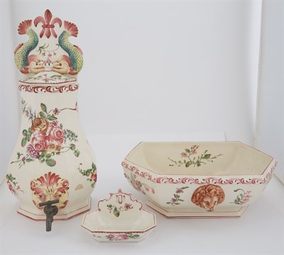 Lot 164 - French Faience Lavabo Height of cistern 19 1/4...