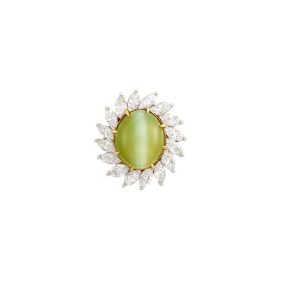 Lot 297 - Platinum, Cat's Eye Chrysoberyl and Diamond Ring