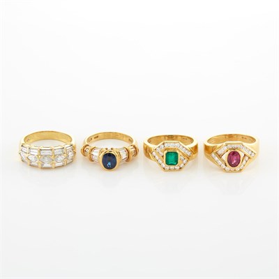 Lot 1908 - Four Gold, Diamond and Gem-Set Rings, Damiani