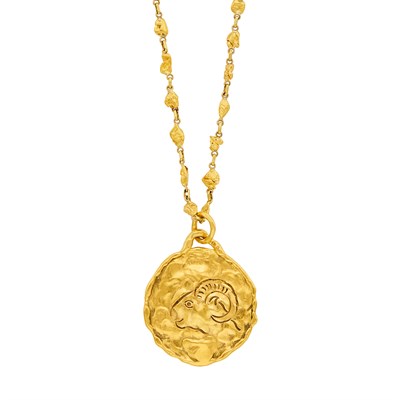 Lot 120 - High Karat Gold Pendant, Jean Mahie, with Nugget Gold Chain