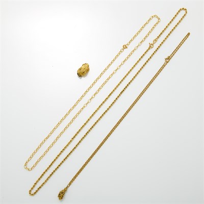 Lot 1410 - Group of Gold, Low Karat Gold and Metal Chains and Fragments