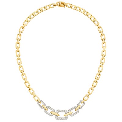 Lot 5 - Two-Color Gold and Diamond Link Necklace