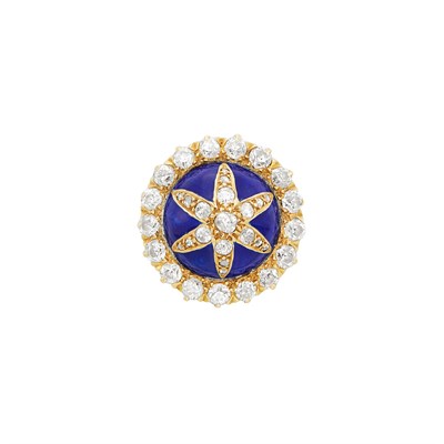 Lot 205 - Gold, Blue Enamel and Diamond Dome Ring