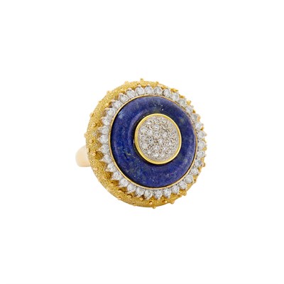 Lot 212 - Gold, Lapis and Diamond Ring
