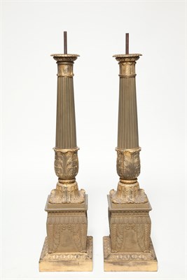 Lot 118 - Pair of Empire Style Gilt-Bronze Columnar...