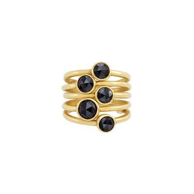 Lot 38 - Five Band Gold and Black Diamond Ring