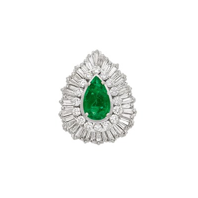 Lot 169 - Platinum, Emerald and Diamond Ballerina Ring