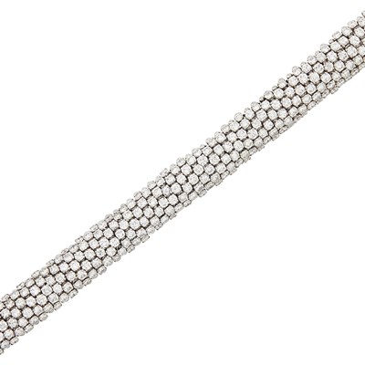 Lot 157 - White Gold and Diamond Bombé Bracelet
