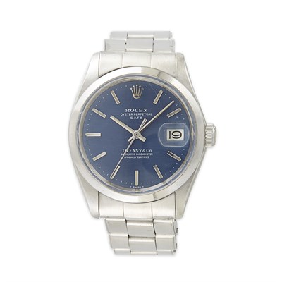 Lot 1751 - Rolex, Gentleman's Stainless Steel 'Oyster Perpetual Date' Wristwatch, Retailed by Tiffany & Co., Ref. 1500
