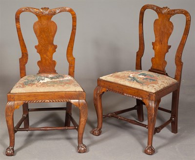 Lot 1006 - Pair of George II Walnut Side Chairs Height 36...