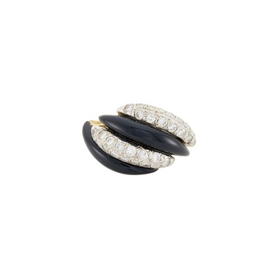 Lot 220 - Gold, Black Onyx and Diamond Bombé Ring