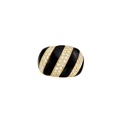 Lot 28 - Gold, Black Onyx and Diamond Ring