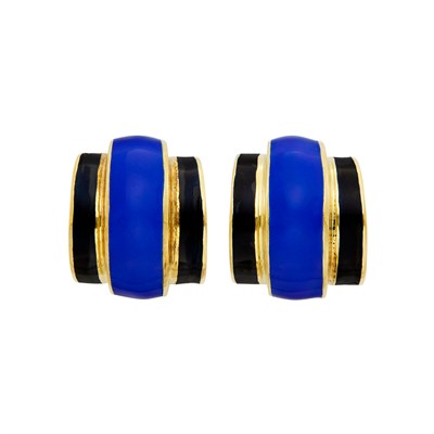 Lot 214 - Pair of Gold and Enamel Earclips