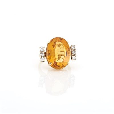 Lot 1218 - Gold, Citrine and Diamond Ring