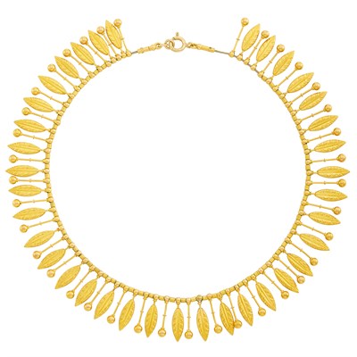 Lot 48 - Archaeological Revival Gold Fringe Necklace