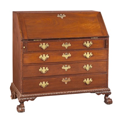 Lot 372 - Chippendale Mahogany Slant-Front Desk With...