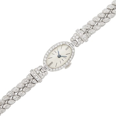 Lot 199 - Double Strand Platinum and Diamond Wristwatch