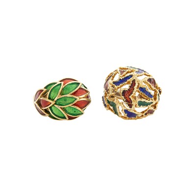 Lot 208 - Two Gold and Enamel Rings