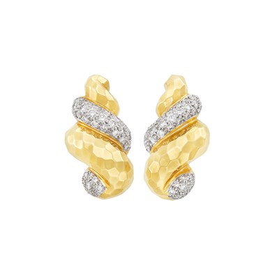 Lot 3 - Pair of Gold and Diamond Earrings