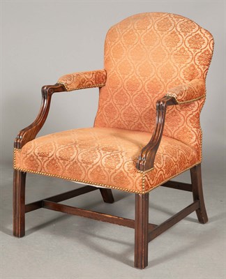 Lot 277 - George III Style Mahogany Upholstered Armchair...