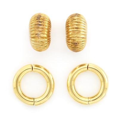 Lot 1518 - Two Pairs of Gold Earclips