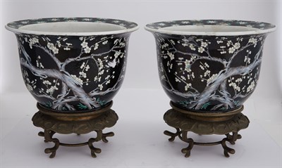 Lot 225 - Pair of Chinese Famille Noir Porcelain...
