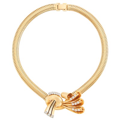 Lot 175 - Gold, Platinum and Diamond Snake Chain Necklace