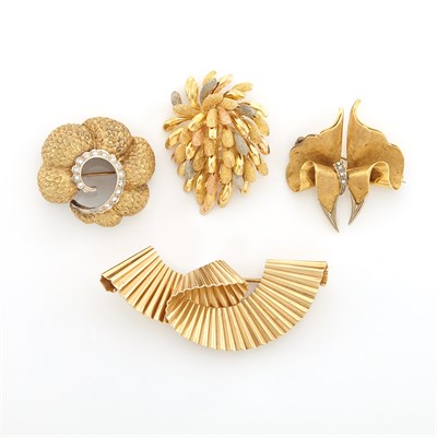 Lot 2066 - Four Gold and Diamond Pins