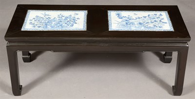 Lot 341 - Chinese Style Porcelain Panel-Inset Ebonized...
