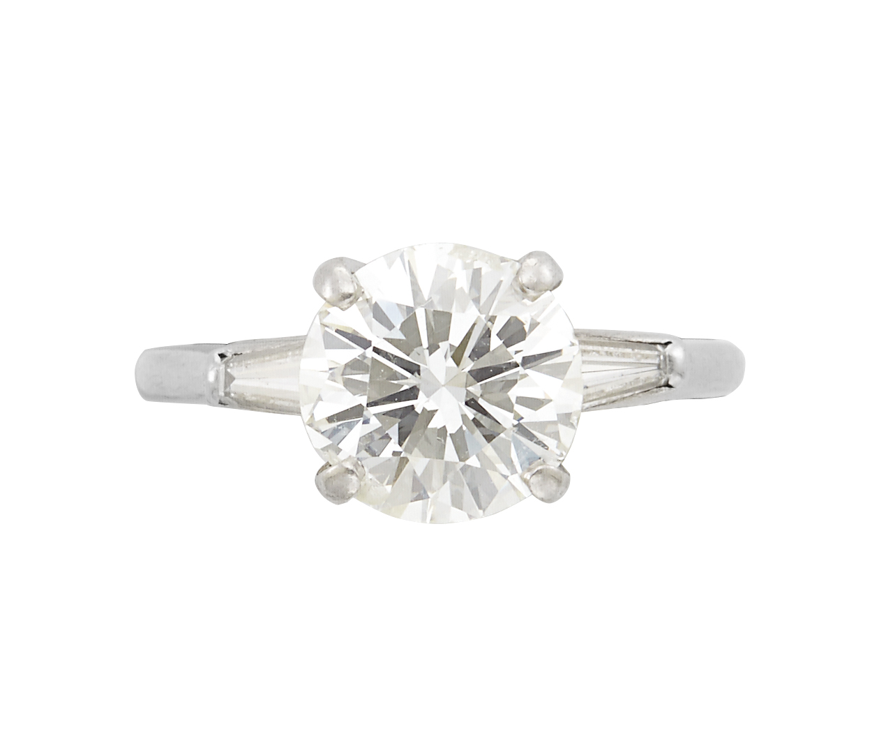Lot 442 - Diamond Engagement Ring, 3 diamonds, center...