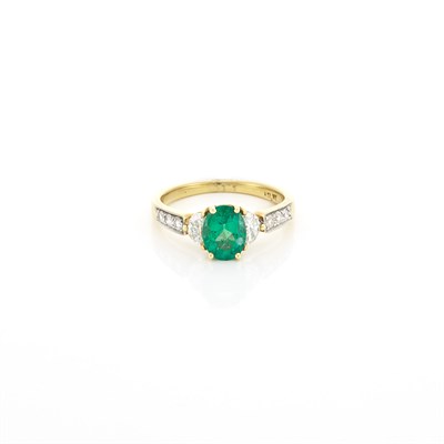 Lot 1944 - Gold, Emerald and Diamond Ring