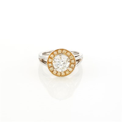 Lot 2033 - Two-Color Gold and Diamond Ring