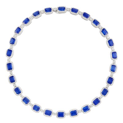 Lot 226 - White Gold, Sapphire and Diamond Necklace
