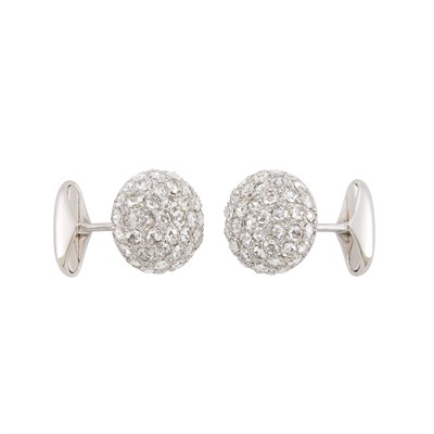 Lot 93 - Pair of White Gold and Diamond Cufflinks