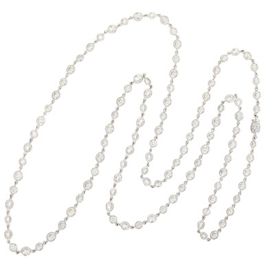 Lot 229 - Long White Gold and Diamond Chain Necklace